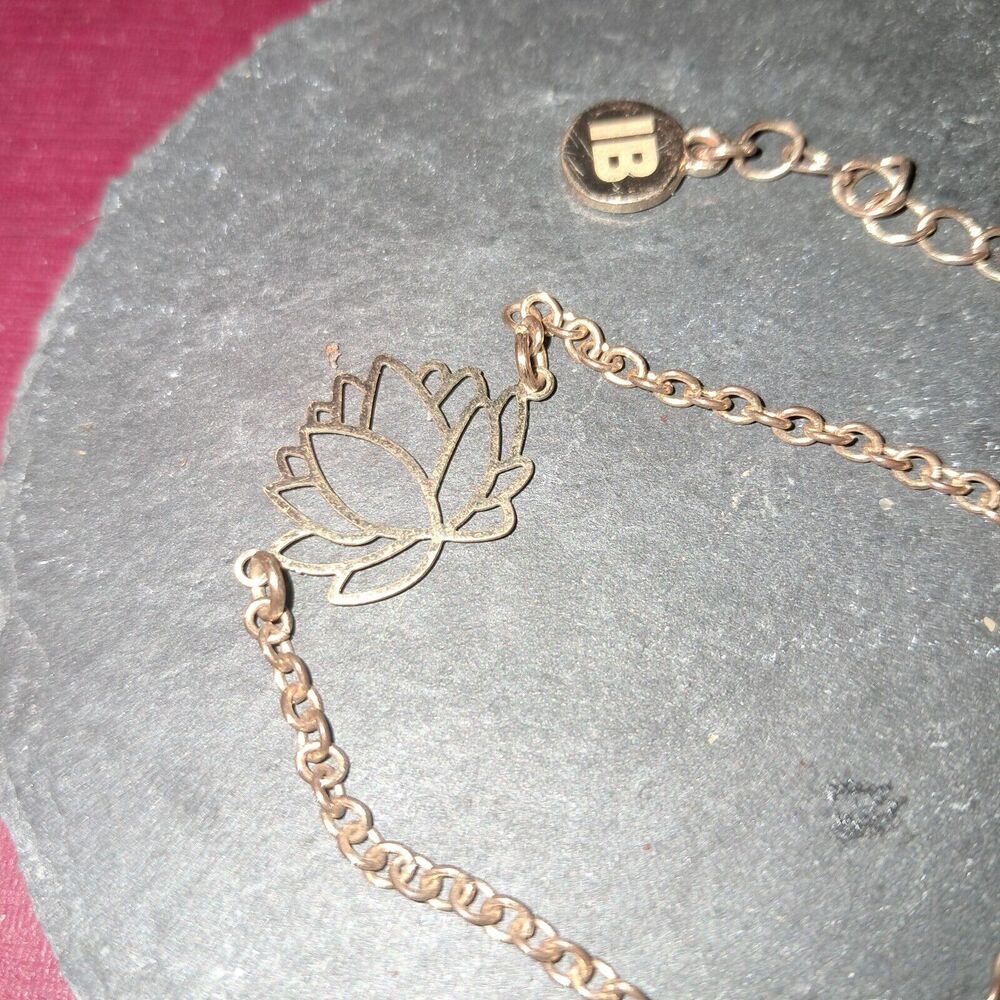Goldtone Lotus Flower Chain Bracelet With IB On Tag